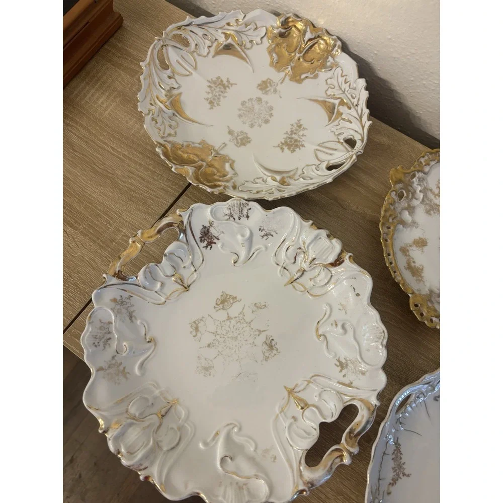 Lot of 4 Antique Plates German Austrian Porcelain IPF Ilmenau Leonard Vienna